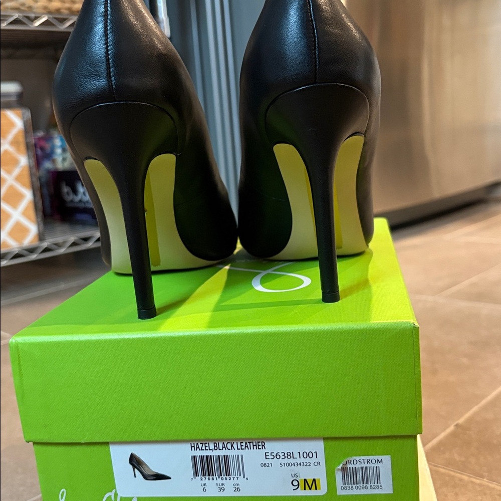 NIB Sam Edelman Hazel Black Leather Heels - Picture 9 of 12